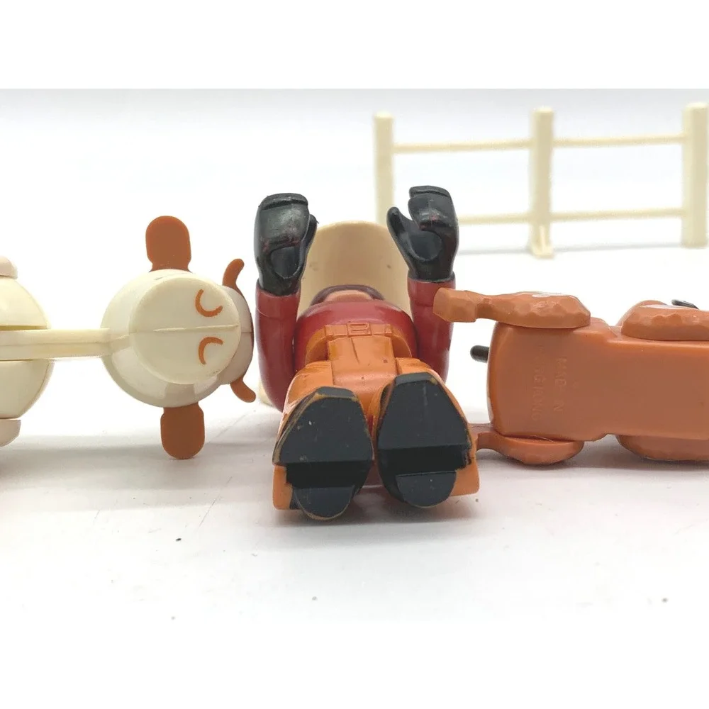 Vintage 1979 Fisher Price Little People Farm Toy Lot Cowboy Horse Wagon Fence